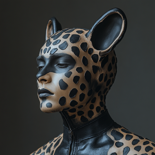 male model in leopard costume