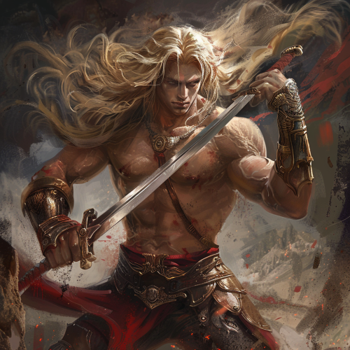male warrior wielding swords digital art