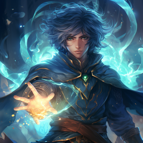 Male water gensai with glowing blue hair