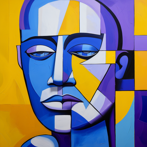 Colorful male cubist art painting