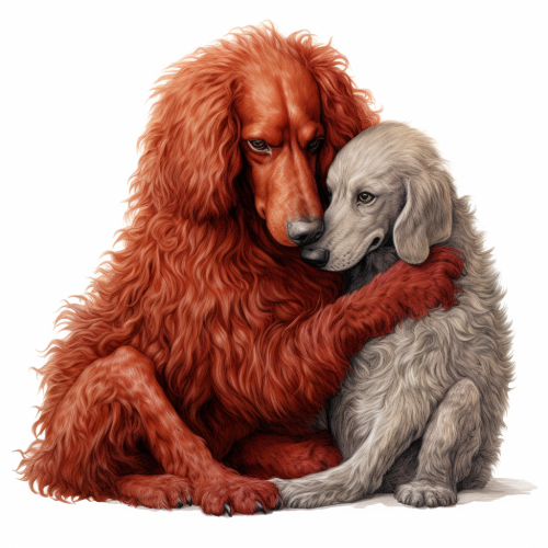 Affectionate Malquis Dog Hugging Red Poodle