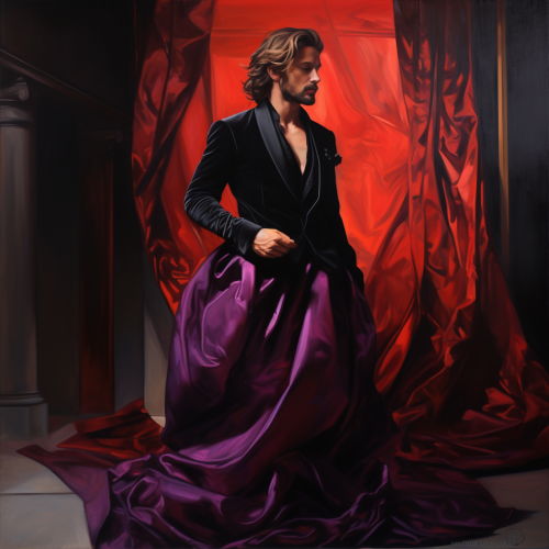 Man in Black and Red Purple Gown Artwork