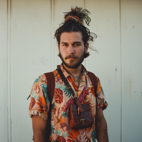 fashionable man with man bun