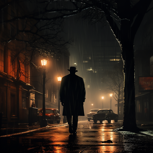 Man in Coat Walking on Illuminated Street