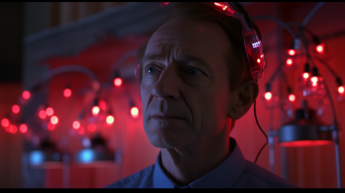 Man giving interview with sleep devices