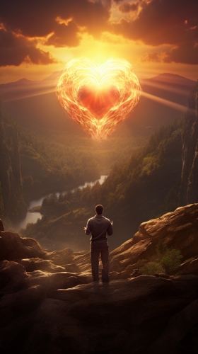 Man having heart attack on mountainside cliff Man having heart attack on mountainside cliff