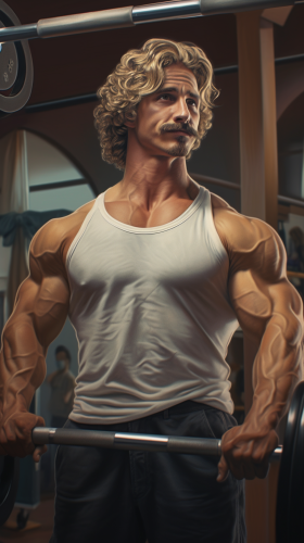 Man doing curls in gym