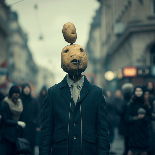 Man with Potato Head Speaking