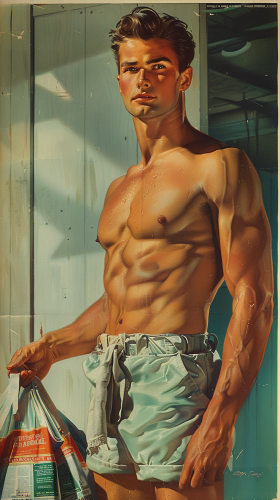 man shovelling cash into bags