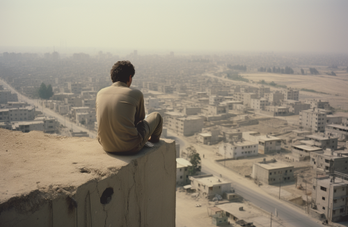 Man sitting on edge overlooking view