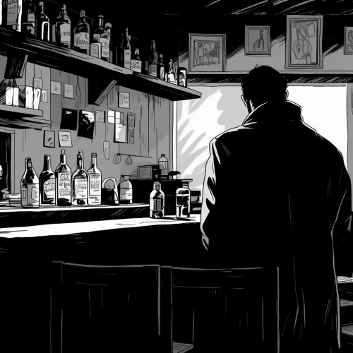 Man sitting on stool at bar