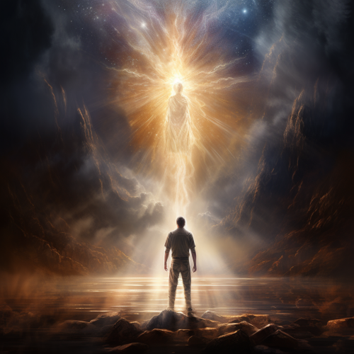 Man Standing Boldly in Front of Shining God