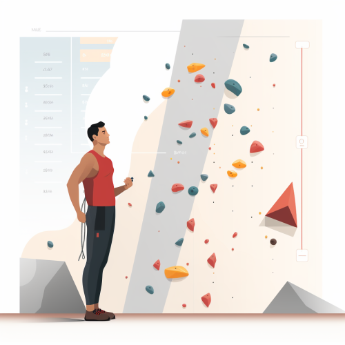 A man contemplating at a climbing wall gym