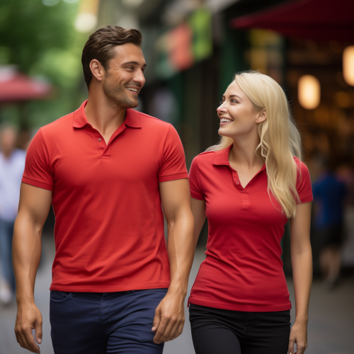 Man walking with red shirt