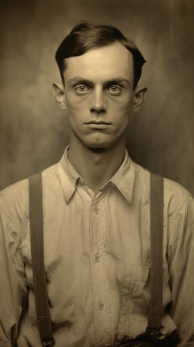 Creepy portrait of man in 1930s shirt