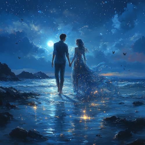 Man and Woman Beach Moon Man and Woman Beach Moon