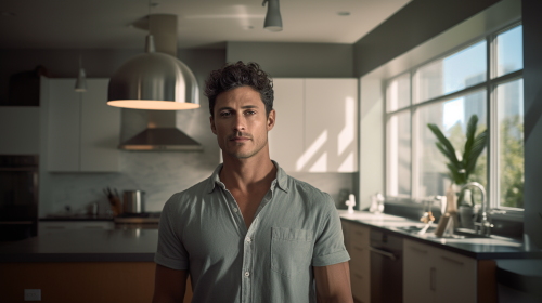 Man with Dark Hair Looking at Camera