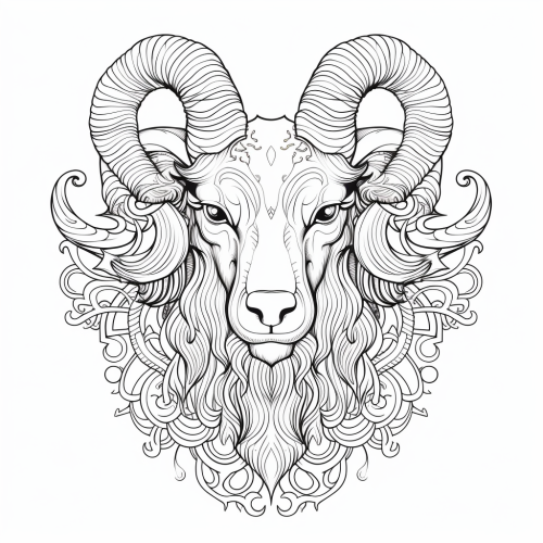 Symmetrical Mandala Goat Illustration
