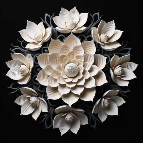 White and black lotus flower mandala