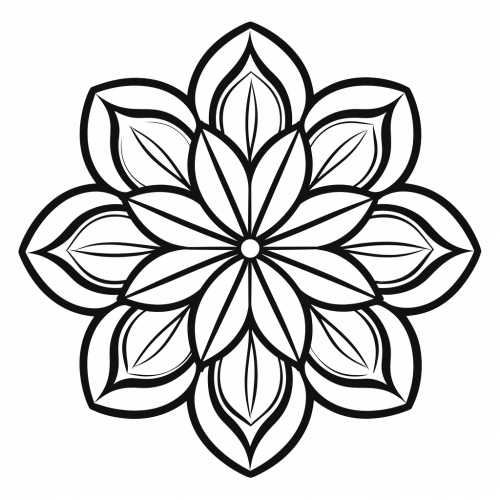 Black and white mandala flower pattern