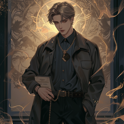 Handsome male in dark academia clothing