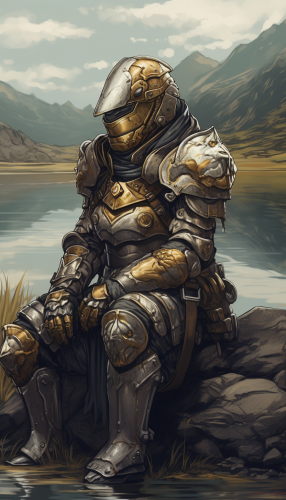 Manga otter knight resting in armor Manga otter knight resting in armor