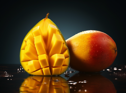 Mango fruit cut close up