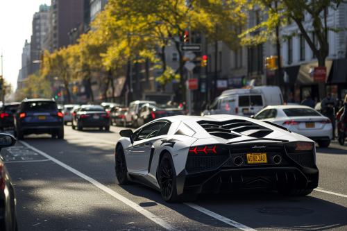 Vintage black and white photo of busy Manhattan street