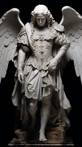 Beautiful marble statue with wings