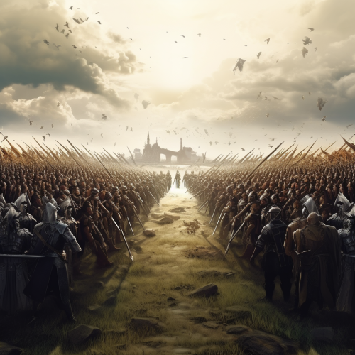 Two armies in battle