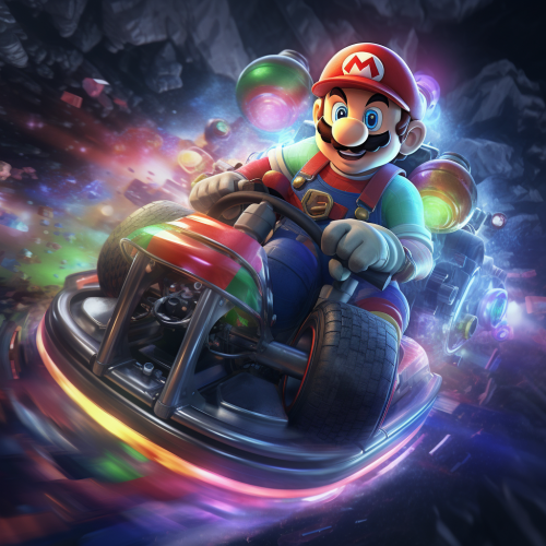Mario Kart Riding Rainbow in Space Mario Kart Riding Rainbow in Space
