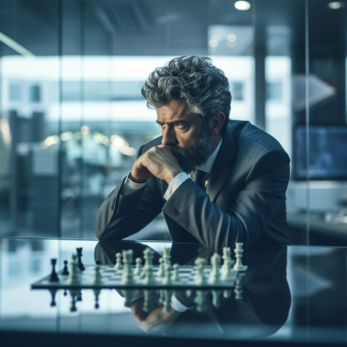 Marketing strategist pondering strategic decision