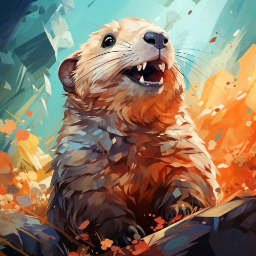 Adorable marmot illustration in mint green and peach colors