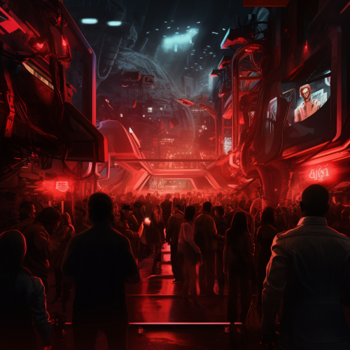 Busy Mars Nightclub with VIP Line