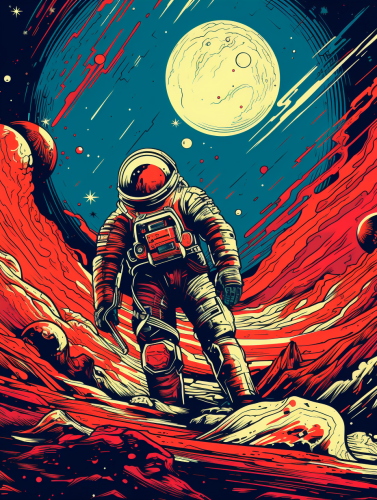 Vibrant depiction of Mars in space