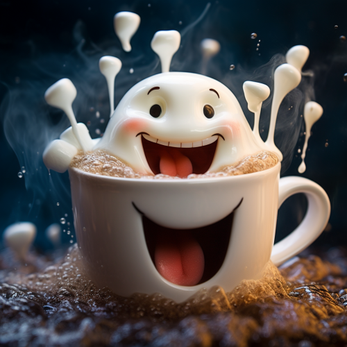 Cute Marshmallow Man Enjoying Hot Chocolate