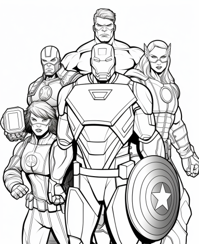 Coloring page of Marvel Avengers