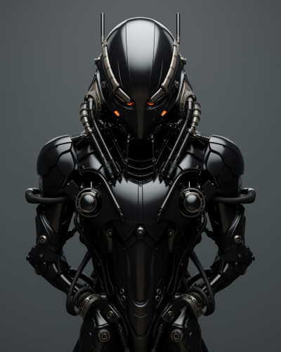 Matte Black Robot with Muscles