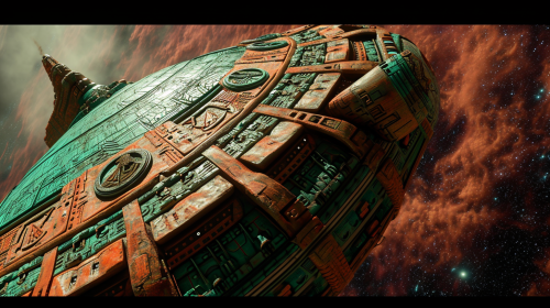 Ancient Mayan Spaceship Culture in Earthy Colors