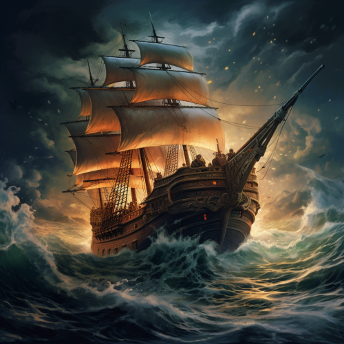 Illustration of Mayflower ship in storm Illustration of Mayflower ship in storm