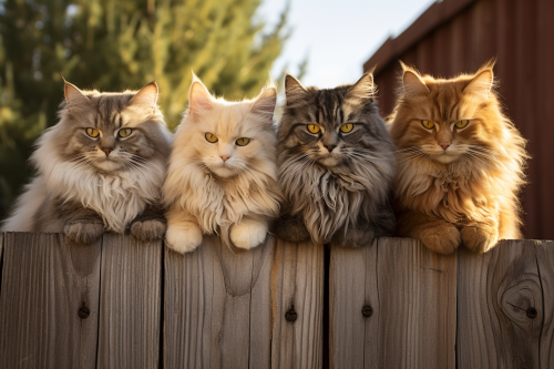 Cute cats on a wooden fence