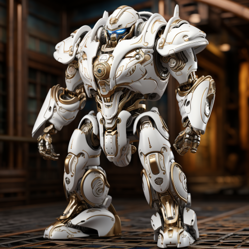 Shiny white detailed mech warrior robot