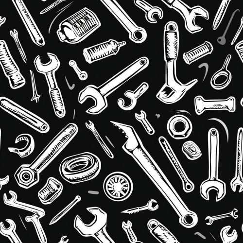 Black and white mechanic tools pattern