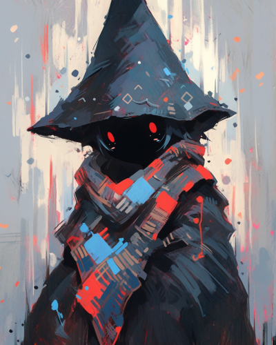 Black hood cultist with polka dot party hat
