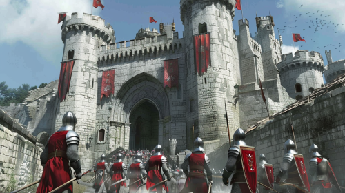Soldiers Exiting Medieval Castle