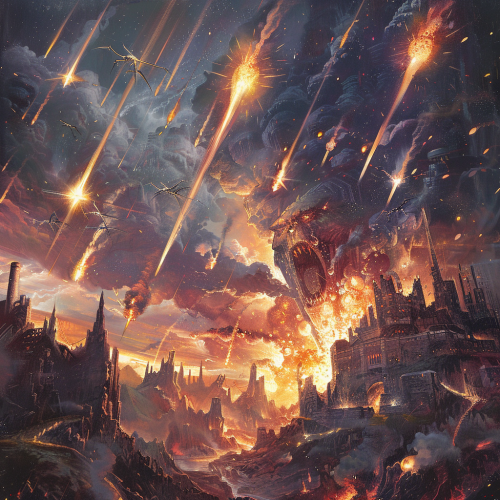 Medieval fresco magical spears monsters