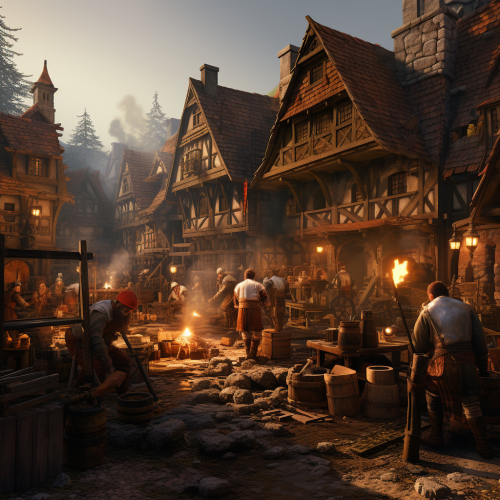 Ancient German miners working together