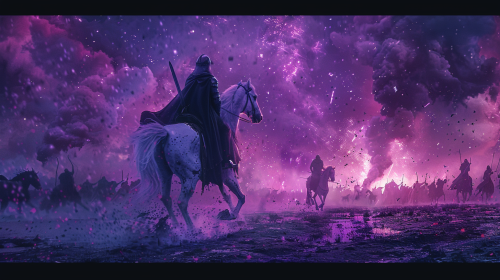 Knight on white horse holding sword