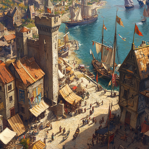 Birds Eye View Medieval Port