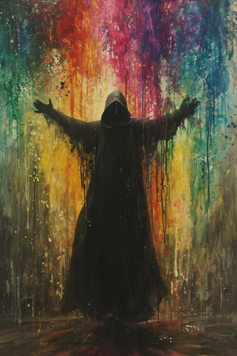 medieval priest in magical energy medieval priest in magical energy